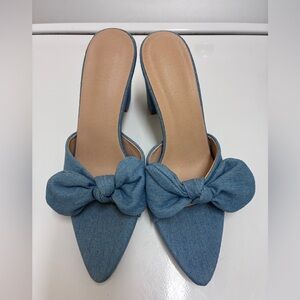 Elegant Blue Bow Mules